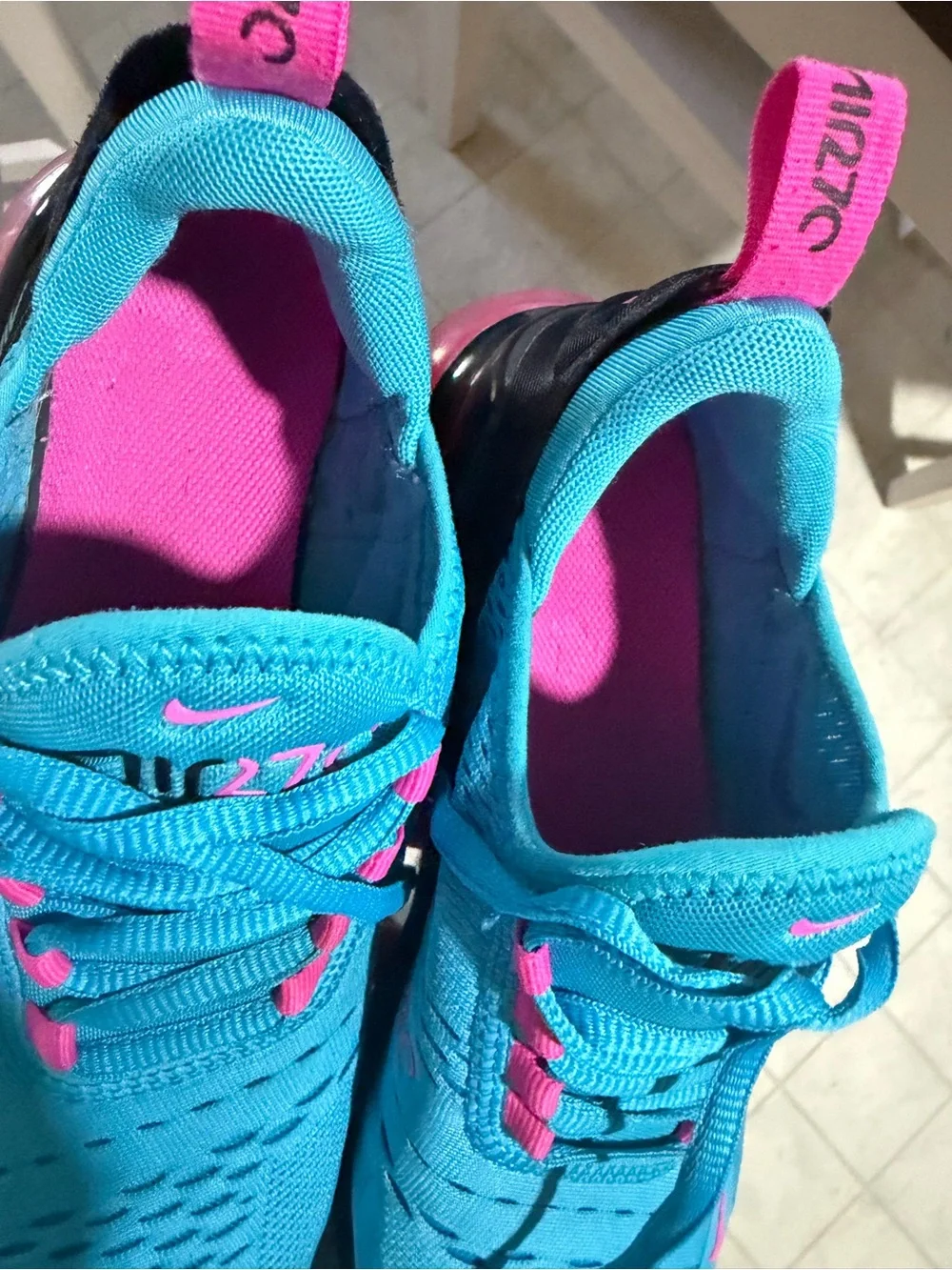 Nike Kids' Turquoise and Pink Air Max 270 Sneakers